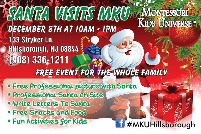 Santa flyer Santa Special for a preschool in Hillsborough, NJ - 1 month free, no fees and a free children table